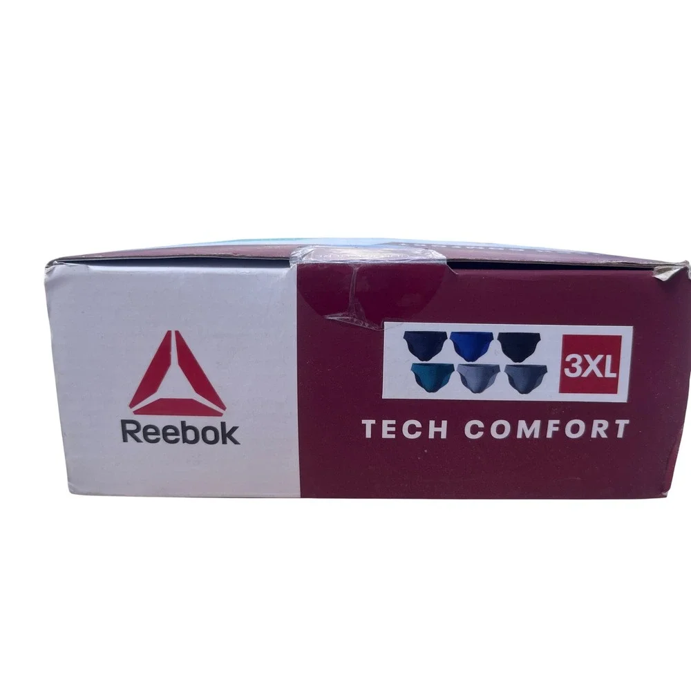 Reebok Mens 6 Pack Performance Low Rise Briefs Tech Comfort 3XL Blue Grey New